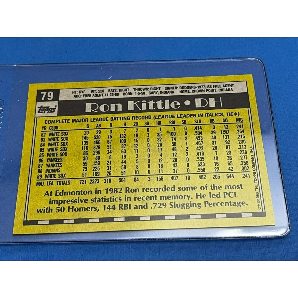 RON KITTLE 1990 Topps #79 autographed signed baseball card WHITE SOX - Picture 3 of 3